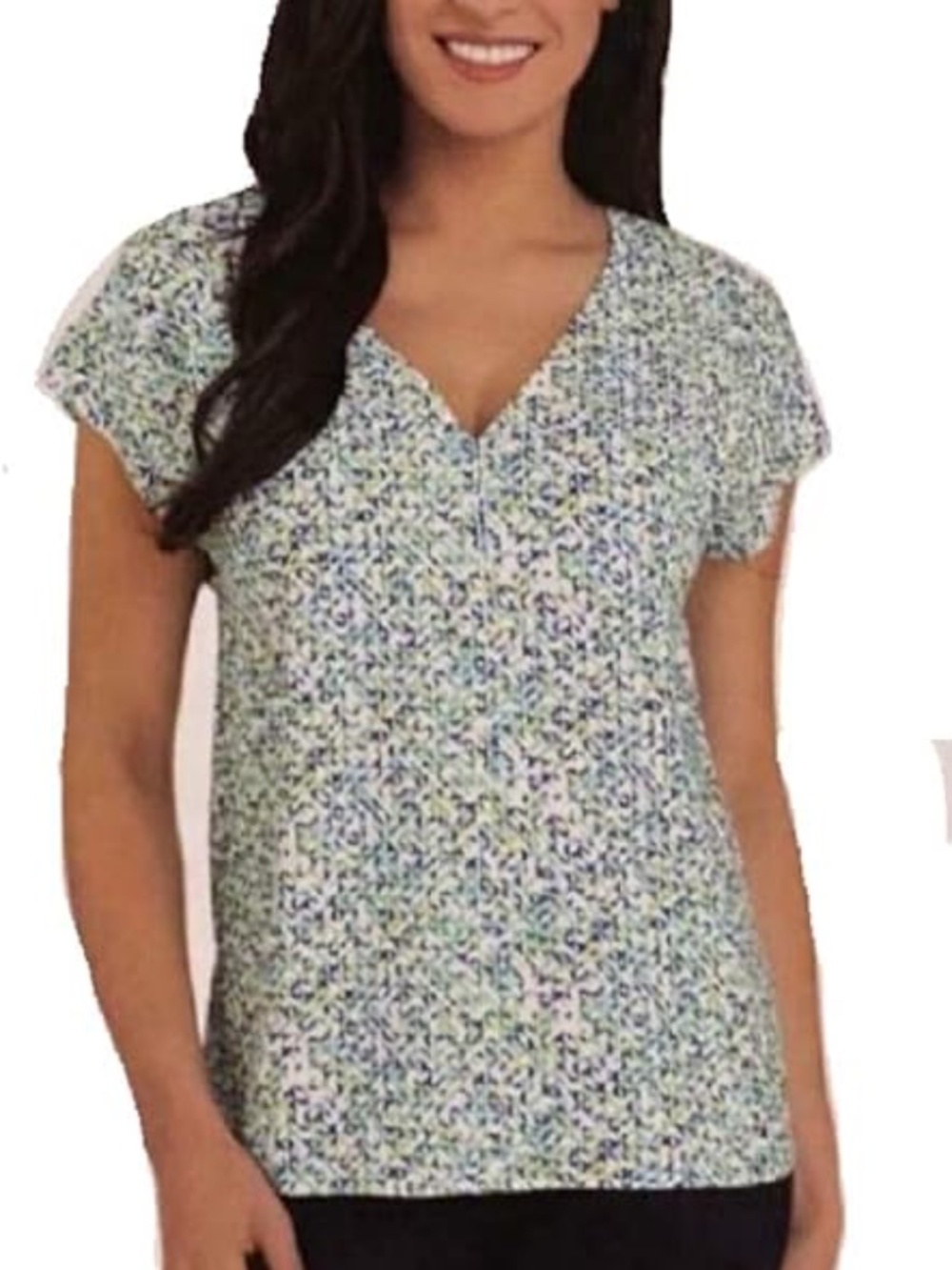Hilary Radley Womens Short Sleeve Blouse Top Size